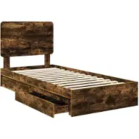 vidaXL Opbergbed met lade Rook Eiken 100 x 200 cm Bewerkt hout