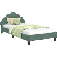 vidaXL Kinderen bedframe met hoofdboard Zeegroen 80 x 200 cm Fluweel