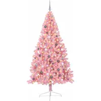 vidaXL Kunststof Voorverlichte Kerstboom Roze 240 cm PVC