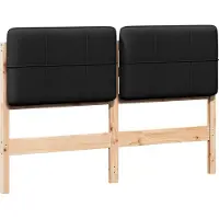 vidaXL Gestoffeerd hoofdbord Bruin en Zwart 140 cm Massief grenenhout
