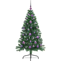 vidaXL Kunststof Voorverlichte Kerstboom met 150 LED Groen 150 cm PVC