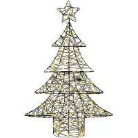 vidaXL Kerstboom 120 LED's Warmwit 150 cm Rattan