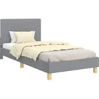 vidaXL Kinderbedframe met hoofdeinde, lichtgrijs, 90 x 200 cm, met stoffen bekleding