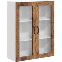 vidaXL Wandglas Kasten LUCCA Oud hout 80 x 31 x 100 cm Bewerkt hout