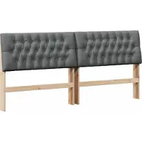 vidaXL Gestoffeerd hoofdbord Donkergrijs 200 cm Massief grenenhout