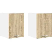 vidaXL Hangkast 2 st Sonoma Eik en Wit Bewerkt hout