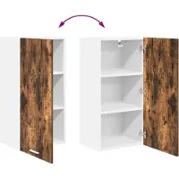 vidaXL Hangkast Gerookte Eik en Wit 40 x 31 x 80 cm Bewerkt hout