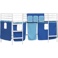 vidaXL Loftbed voor kids met gordijnen Effen Wit en Blauw 107 x 203 cm