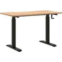 vidaXL Bureau Zwart en natuurlijk 120 x 60 cm Massief Eikenhout