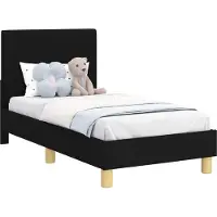 vidaXL Peuterbedframe met hoofdboard Zwart 70 x 140 cm Stof