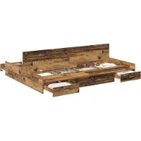vidaXL Opbergbedframe met lade Oud Hout 150 x 200 cm Bewerkt hout