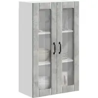vidaXL Wandglas Kasten LUCCA Betongrijs 60 x 31 x 100 cm Bewerkt hout