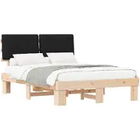 vidaXL Bedframe met Gevoerde Hoofdbord Zwart 150 x 200 cm