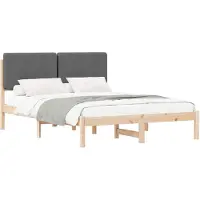 vidaXL Bedframe met Gevoerde Hoofdbord Donkergrijs 140 x 190 cm