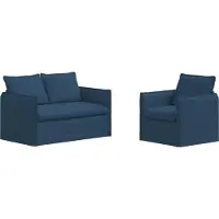 vidaXL Bankstel 2 st Blauw Stof