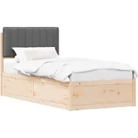 vidaXL Bedframe met Gevoerde Hoofdbord Donkergrijs 90 x 190 cm