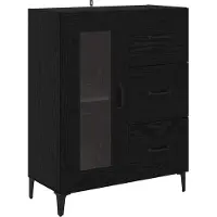 vidaXL Highboard Zwart Eiken 69,5 x 34 x 180 cm Bewerkt hout