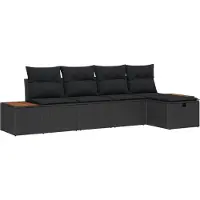 vidaXL Tuinbank Set 6 st Zwart poly rattan