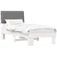 vidaXL Bedframe met Gevoerde Hoofdbord Lichtgrijs 90 x 190 cm