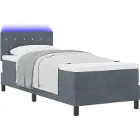 vidaXL LED Box Spring Bed met matras Donkergrijs 80 x 200 cm Fluweel