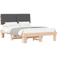 vidaXL Bedframe met Gevoerde Hoofdbord Donkergrijs 150 x 200 cm