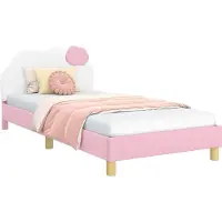 vidaXL Kinderen bedframe met hoofdboard Roze 80 x 200 cm PU