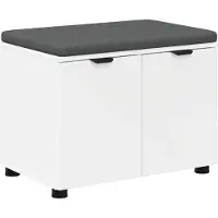 vidaXL Hallenbank Wit 60 x 38 x 46 cm Geengineerd Hout en Stof