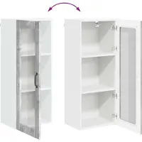 vidaXL Wandglas Kasten LUCCA Betongrijs 40 x 31 x 100 cm Bewerkt hout