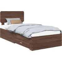 vidaXL Bedframe met lade Bruin Eiken 75 x 190 cm Bewerkt hout
