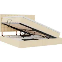 vidaXL Opslag bed met matras met hoofdeinde Crème 180 x 200 cm Stof