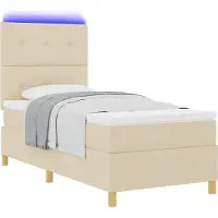 vidaXL LED Box Spring Bed met hoofdeinde Crème 100 x 200 cm Stof