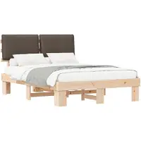 vidaXL Bedframe met Gevoerde Hoofdbord Taupe 150 x 200 cm