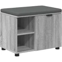 vidaXL Hallenbank met kussen met plank Grijze Sonoma 60 x 38 x 46 cm
