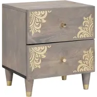 vidaXL Nachtkastje 2 st Grijs 40 x 33 x 46 cm Massief Mango Hout