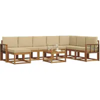 vidaXL Buiten bank set 9 st Natuurlijk en Beige