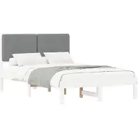 vidaXL Bedframe met Gevoerde Hoofdbord Lichtgrijs 120 x 200 cm