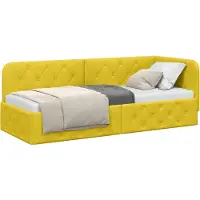 vidaXL Hoek Bed Frame Geel 80 x 200 cm Fluweel