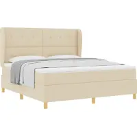 vidaXL Boxspring bed met hoofdeinde Crème 200 x 180 cm Stof