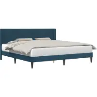 vidaXL Bedframe met hoofdeinde Blauw 200 x 200 cm Fluweel