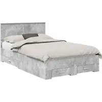 vidaXL Bedframe met lade Betongrijs 120 x 200 cm Bewerkt hout