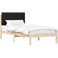 vidaXL Bedframe met gestoffeerd hoofdeinde, zwart, 90 x 190 cm