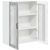 vidaXL Wandglas Kasten LUCCA Grijs sonoma 80 x 31 x 100 cm