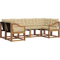 vidaXL Buiten bank set 6 st Natuurlijk en Beige