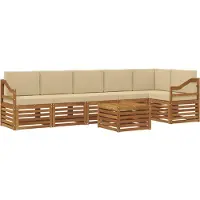 vidaXL Buiten bank set 7 st Natuurlijk en Beige Polyester