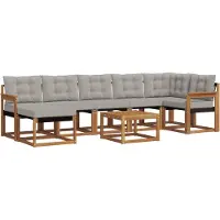 vidaXL Buiten bank set 8 st Natuurlijk en Licht Grijs