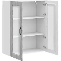vidaXL Wandglas Kasten PORTO Grijs Sonoma 80 x 31 x 100 cm