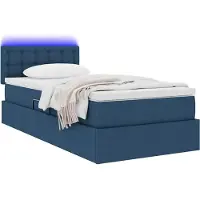 vidaXL LED opbergbed met matras Blauw 90 x 200 cm Stof