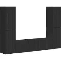 vidaXL Tv-meubelset 6 pcs Zwart Bewerkt hout