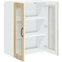 vidaXL Wandglas Kasten LUCCA Sonoma Eiken 60 x 31 x 80 cm Bewerkt hout
