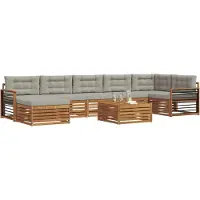 vidaXL Buiten bank set 8 st Natuurlijk en Licht Grijs